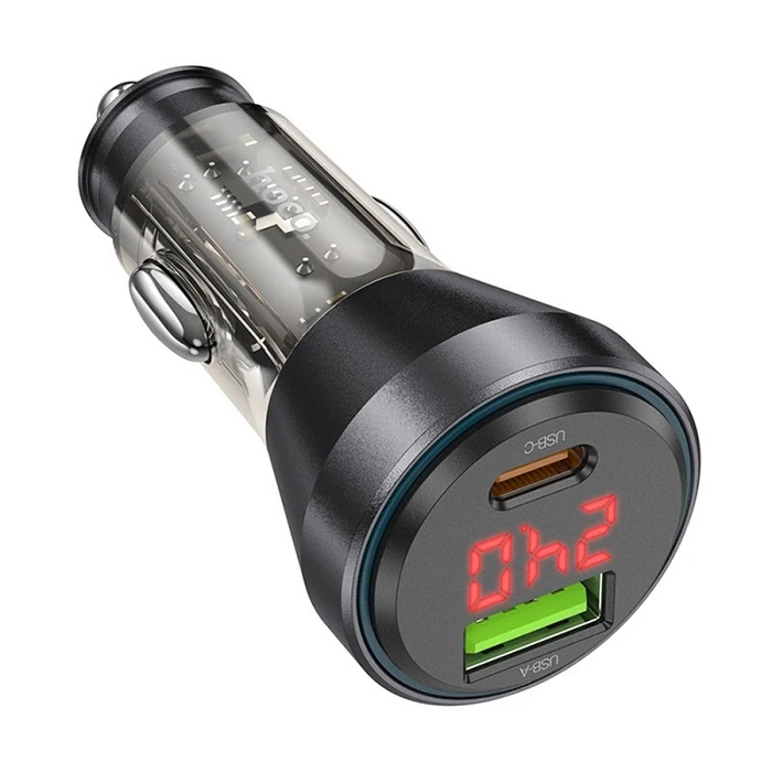 HOCO NZ12B Unimpeded PD48W USB + Type-C Araç Çakmaklık Hızlı Şarj Aleti-(5775) - Siyah