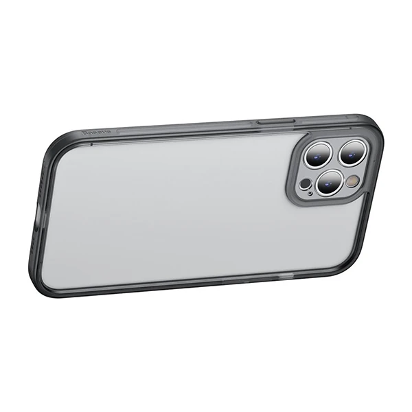 Baseus iPhone 12 Pro 6.1 Kamera Lens Koruyuculu Frame Kılıf-(5775) - Siyah