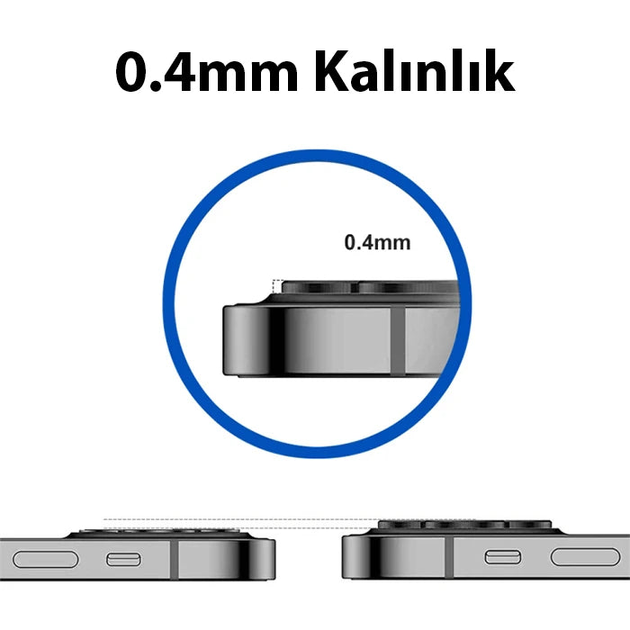 ALLY iPhone 14-14 Plus 3D Metal Çerçeveli Kamera Lens Koruyucu-(5775) - Mor