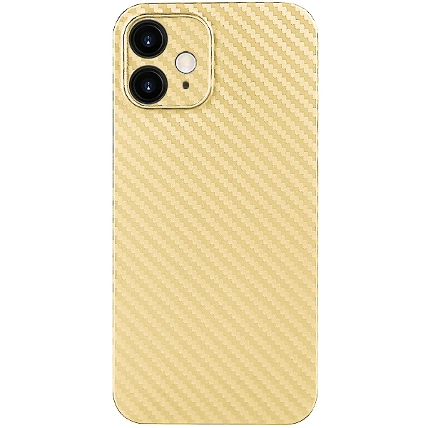 İPhone 12 Mini Luxury Renkli Tempered Arka Koruma Kamera Koruma-(5775) - Gold