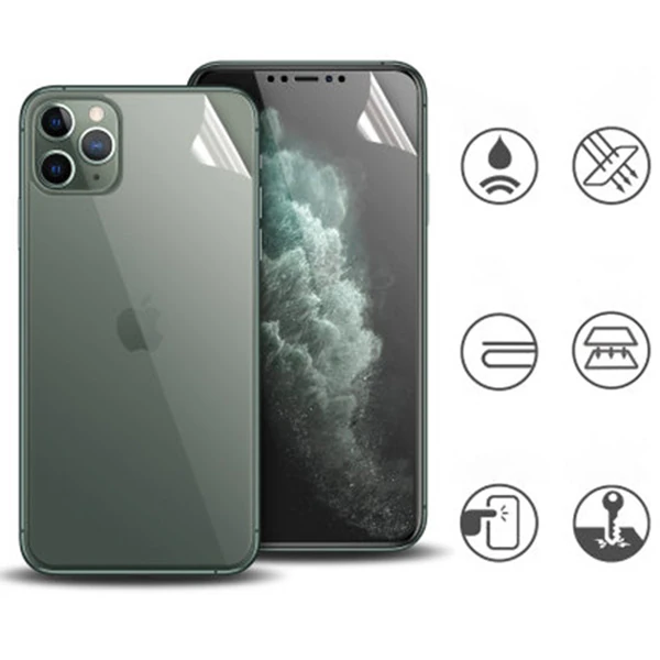 İPhone 11 Pro Film Ön Arka Full Koruyucu Membran Nano Hidrojel Koruyucu Set-(5775) - Şeffaf 2