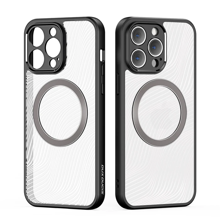 Dux Ducis iPhone 12 Pro Aimo Series Mag Safe Premium Buzlu Sert PC-TPU Kılıf-(5775) - Siyah