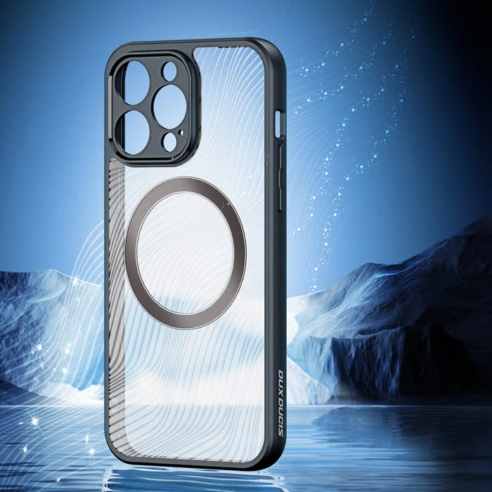 Dux Ducis iPhone 12 Pro Aimo Series Mag Safe Premium Buzlu Sert PC-TPU Kılıf-(5775) - Siyah