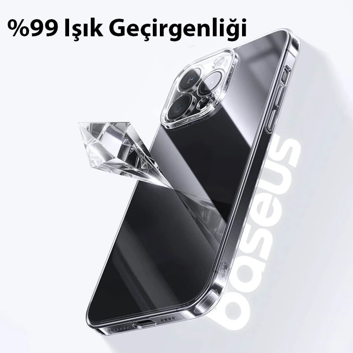 Baseus iPhone 15 Pro Corning Serisi Silikon Kılıf + Tempered Ekran Koruyucu Set-(5775) - Şeffaf 2