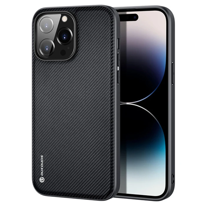 Dux Ducis Fino Serisi iPhone 14 Pro 6.1 inç Kılıf Premium Dokuma Silikon Kılıf-(5775) - Kırmızı
