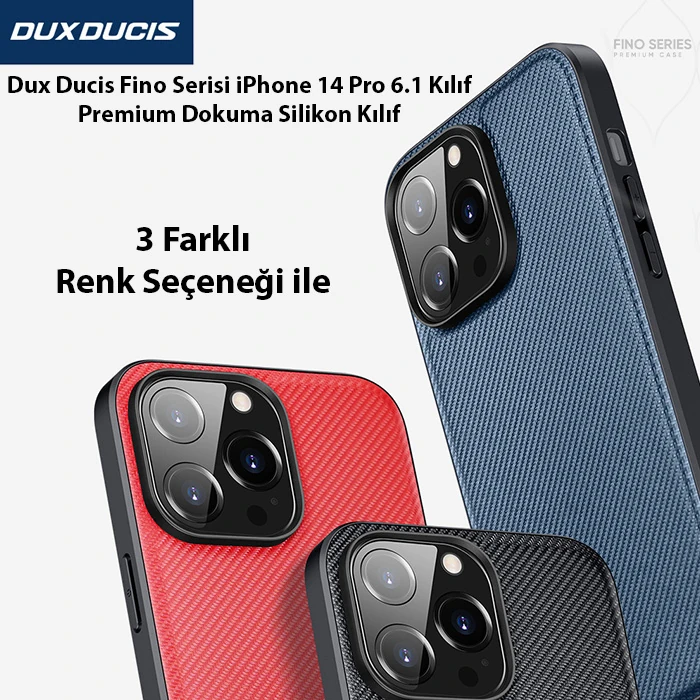 Dux Ducis Fino Serisi iPhone 14 Pro 6.1 inç Kılıf Premium Dokuma Silikon Kılıf-(5775) - Kırmızı