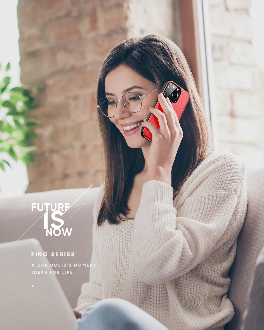 Dux Ducis Fino Serisi iPhone 14 Pro 6.1 inç Kılıf Premium Dokuma Silikon Kılıf-(5775) - Kırmızı