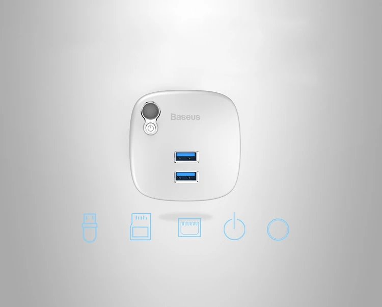 Baseus Çok Fonsiyonlu Notebook Adaptörü Hub Dual USB 3.0 RJ45 TF/SD-(5775) - Gümüş