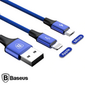 Baseus Rapid Series 2in1 İphone+ Micro Usb 3.0A Usb Kablo Şarj 120cm-(5775) - Mavi