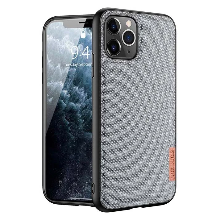 Dux Ducis Fino Serisi iPhone 11 Pro 5.8inç Kılıf Premium Dokuma Silikon Kılıf-(5775) - Siyah