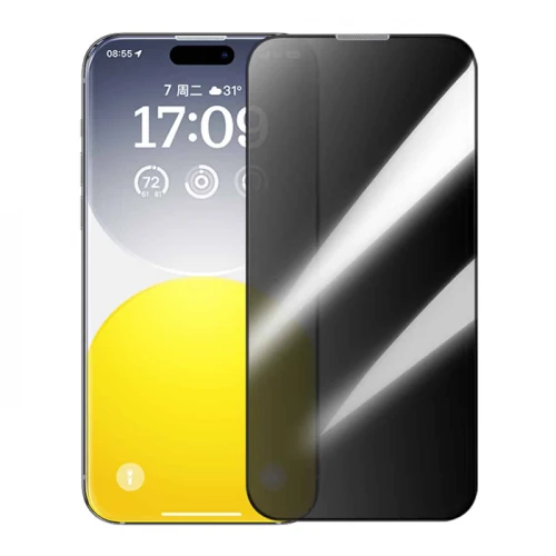 Baseus Crystal iPhone 15 Privacy Full Koruma Tempered Cam Ekran Koruyucu-(5775) - Şeffaf 2