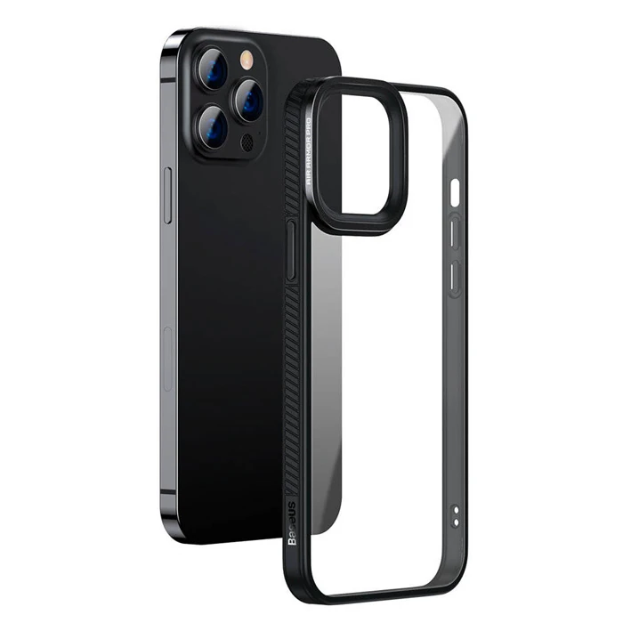 Baseus Crystal iPhone 13 Pro Max Kılıf Jel Çerçeve Zırhlı Silikon Kılıf-(5775) - Mavi