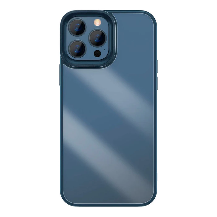 Baseus Crystal iPhone 13 Pro Max Kılıf Jel Çerçeve Zırhlı Silikon Kılıf-(5775) - Mavi