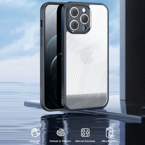 Dux Ducis iPhone 14 Pro Max Aimo Series Premium Buzlu Sert PC-TPU Kılıf-(5775) - Siyah