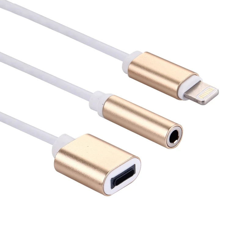 iPhone 14-13-12-11 3.5mm Kulaklık ve Şarj Dönüştürücü-(5775) - Gold