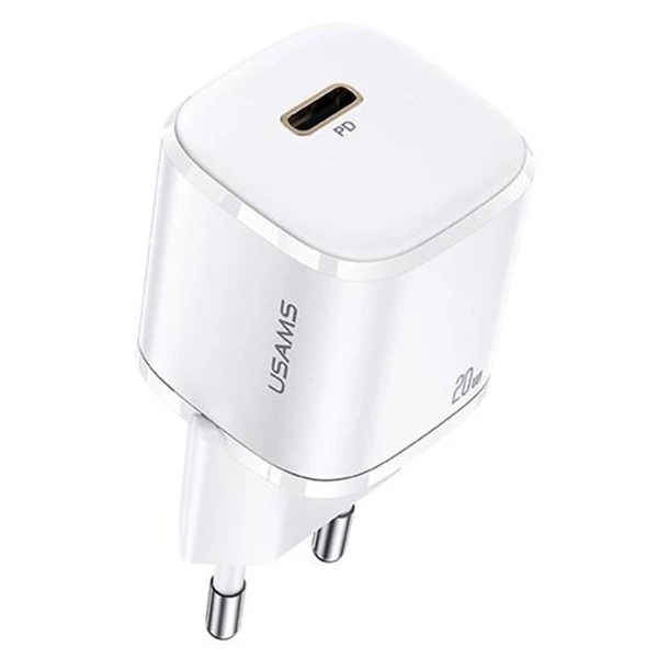 USAMS T36 20W Mini PD Hızlı Şarj Aleti 20W USB-C Güç Adaptörü-(5775) - Beyaz