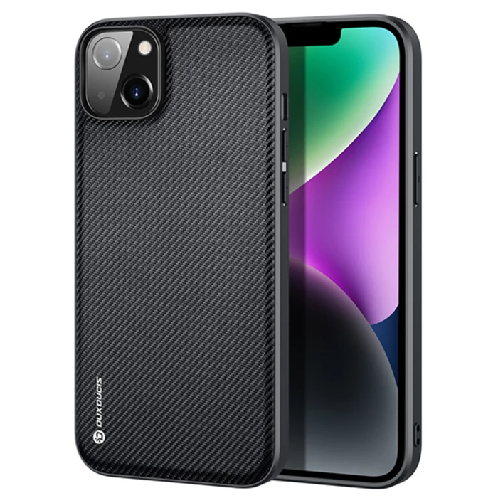 Dux Ducis Fino Serisi iPhone 14 6.1 inç Kılıf Premium Dokuma Silikon Kılıf-(5775) - Kırmızı