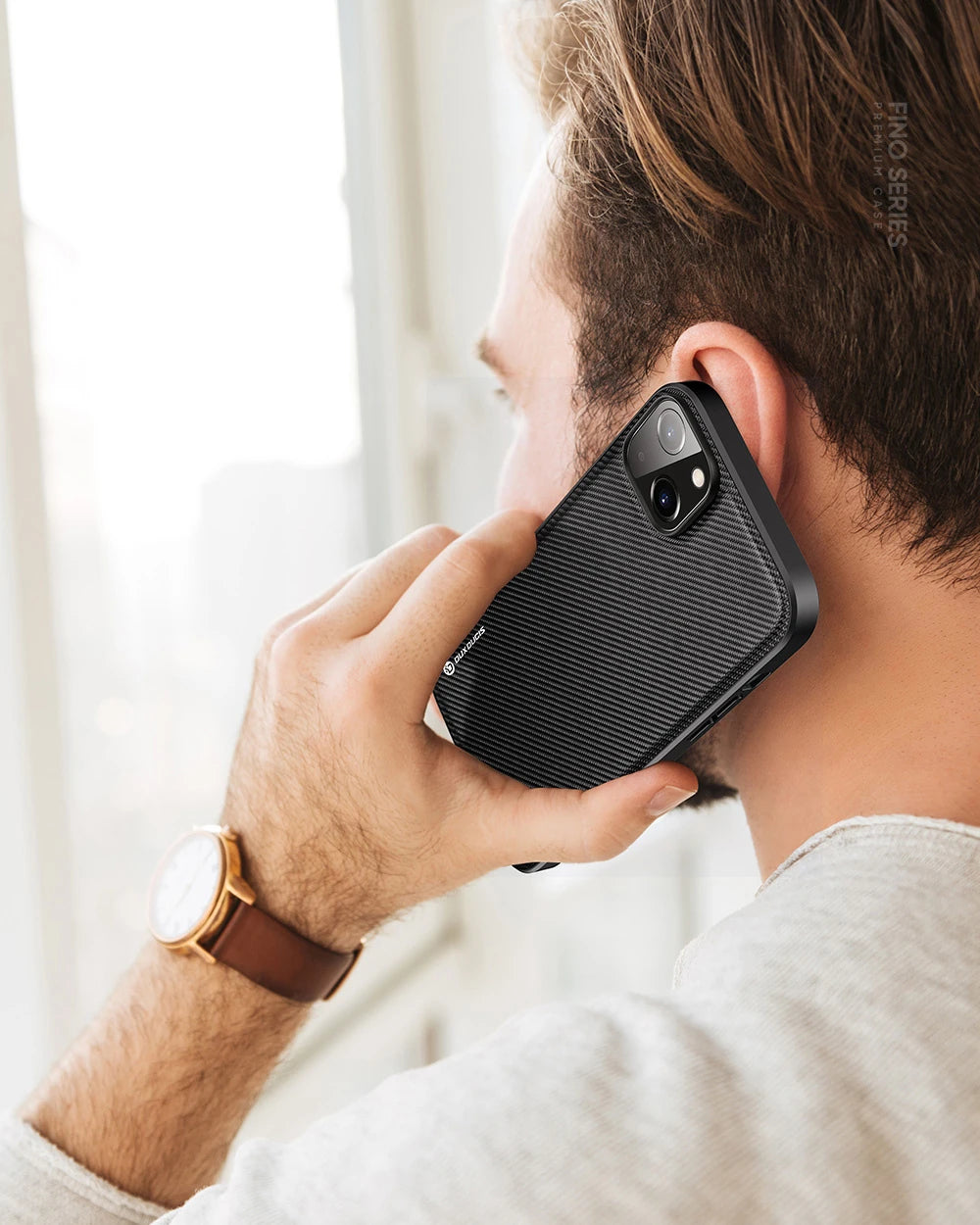 Dux Ducis Fino Serisi iPhone 14 6.1 inç Kılıf Premium Dokuma Silikon Kılıf-(5775) - Kırmızı