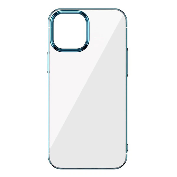 Baseus Glitter İPhone 12 Pro Max Şeffaf Lüx Silikon Kılıf Soft TPU Kılıf-(5775) - Mavi
