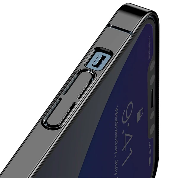 Baseus Glitter İPhone 12 Pro Max Şeffaf Lüx Silikon Kılıf Soft TPU Kılıf-(5775) - Mavi