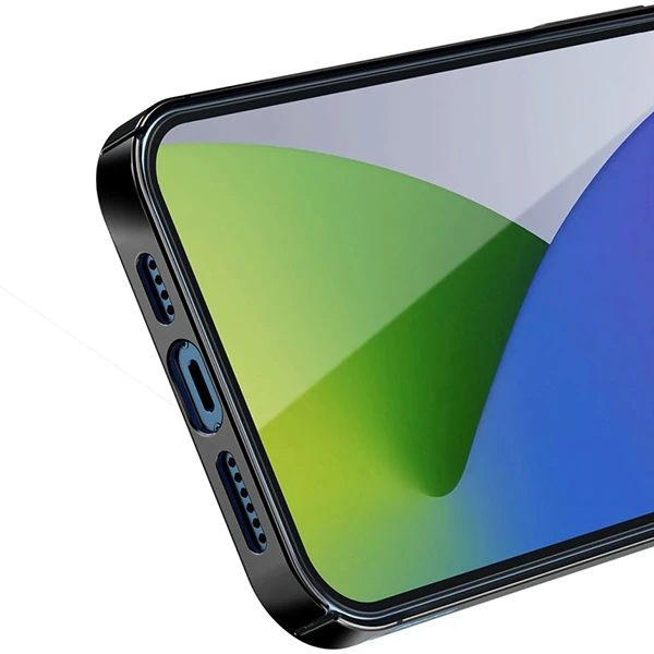 Baseus Glitter İPhone 12 Pro Max Şeffaf Lüx Silikon Kılıf Soft TPU Kılıf-(5775) - Mavi