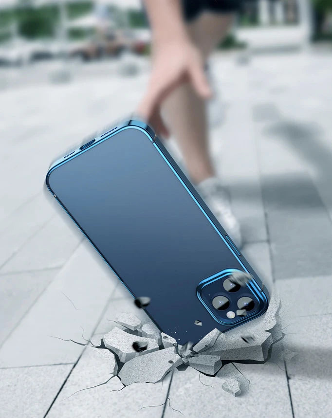 Baseus Glitter İPhone 12 Pro Max Şeffaf Lüx Silikon Kılıf Soft TPU Kılıf-(5775) - Mavi