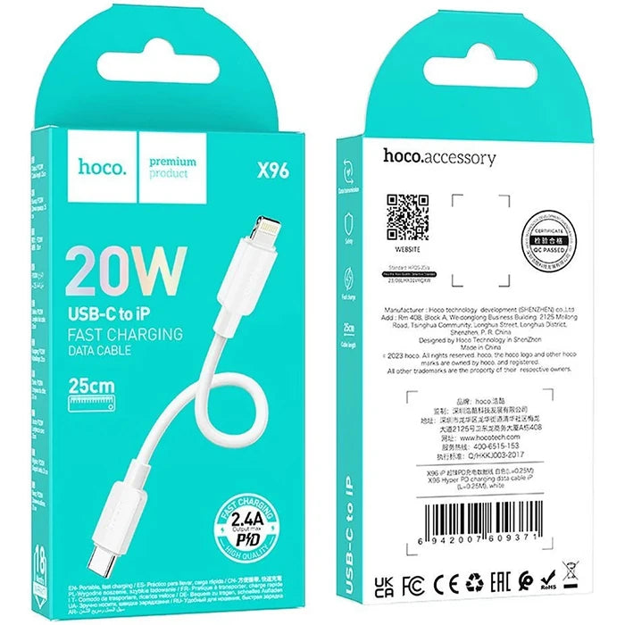 HOCO X96 Hyper Type-C To iPhone Lightning Hızlı Şarj Ve Data Kablosu-(5775) - Beyaz