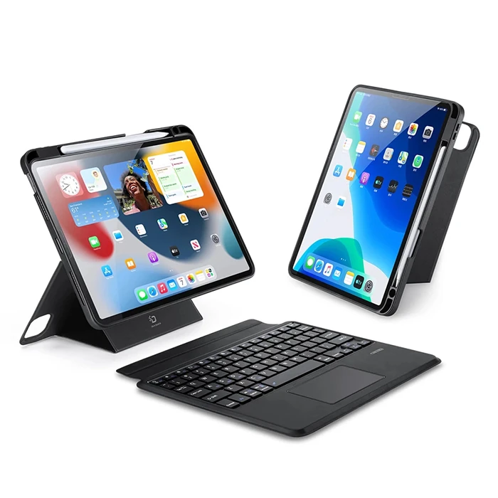 Dux Ducis iPad Pro 12.9 DK Series Kablosuz Bluetooth Klavye Touchpad Kılıf-(5775) - Siyah