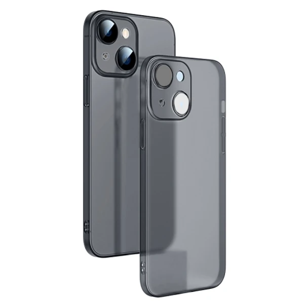 Ally iPhone 14 Plus 6.7inch Frosted Glass Şeffaf Kamera Korumalı Kılıf-(5775) - Beyaz