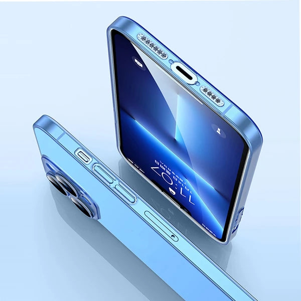 Ally iPhone 14 Plus 6.7inch Frosted Glass Şeffaf Kamera Korumalı Kılıf-(5775) - Beyaz