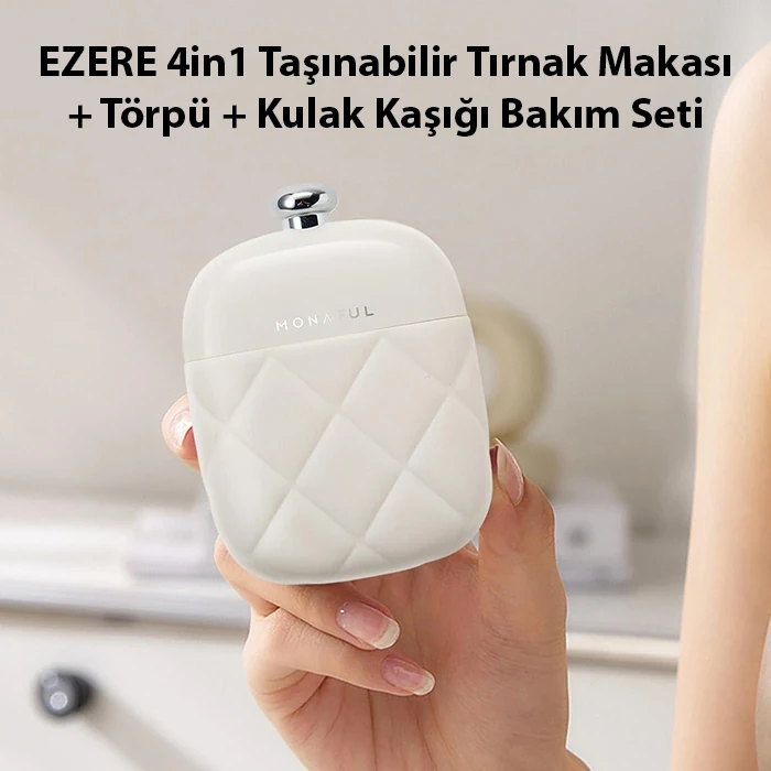 EZERE 4in1 Taşınabilir Tırnak Makası + Törpü + Kulak Kaşığı Bakım Seti-(5775) - Mor