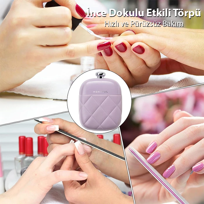 EZERE 4in1 Taşınabilir Tırnak Makası + Törpü + Kulak Kaşığı Bakım Seti-(5775) - Mor