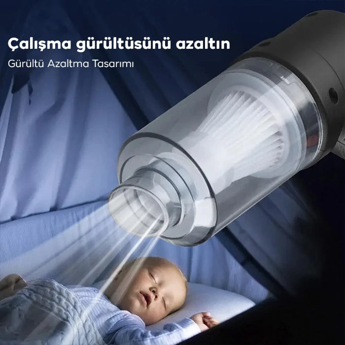 ALLY M2037 6000R Portatif Vakumlu Üflemeli Mini Araç Süpürgesi - Toz ve Kül Temizliği-(5775) - Siyah