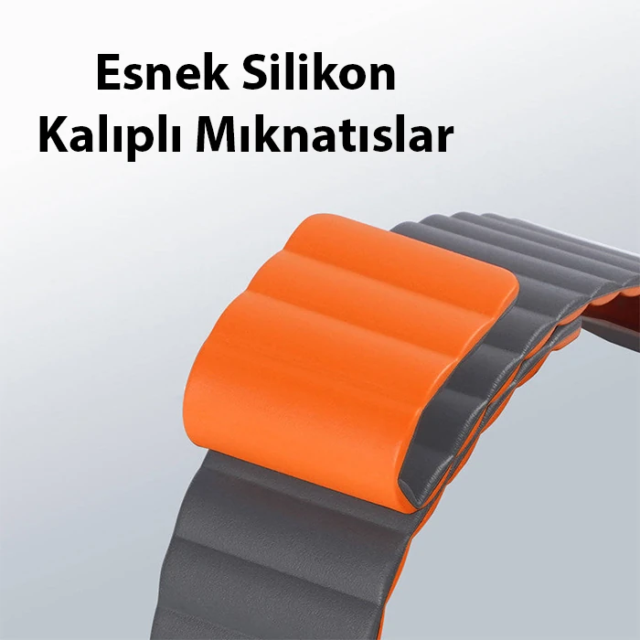 DUX DUCIS Apple Watch 42/44/45MM için Manyetik Zincir Versiyon PU Deri Kayış Kordon-(5775) - Mavi