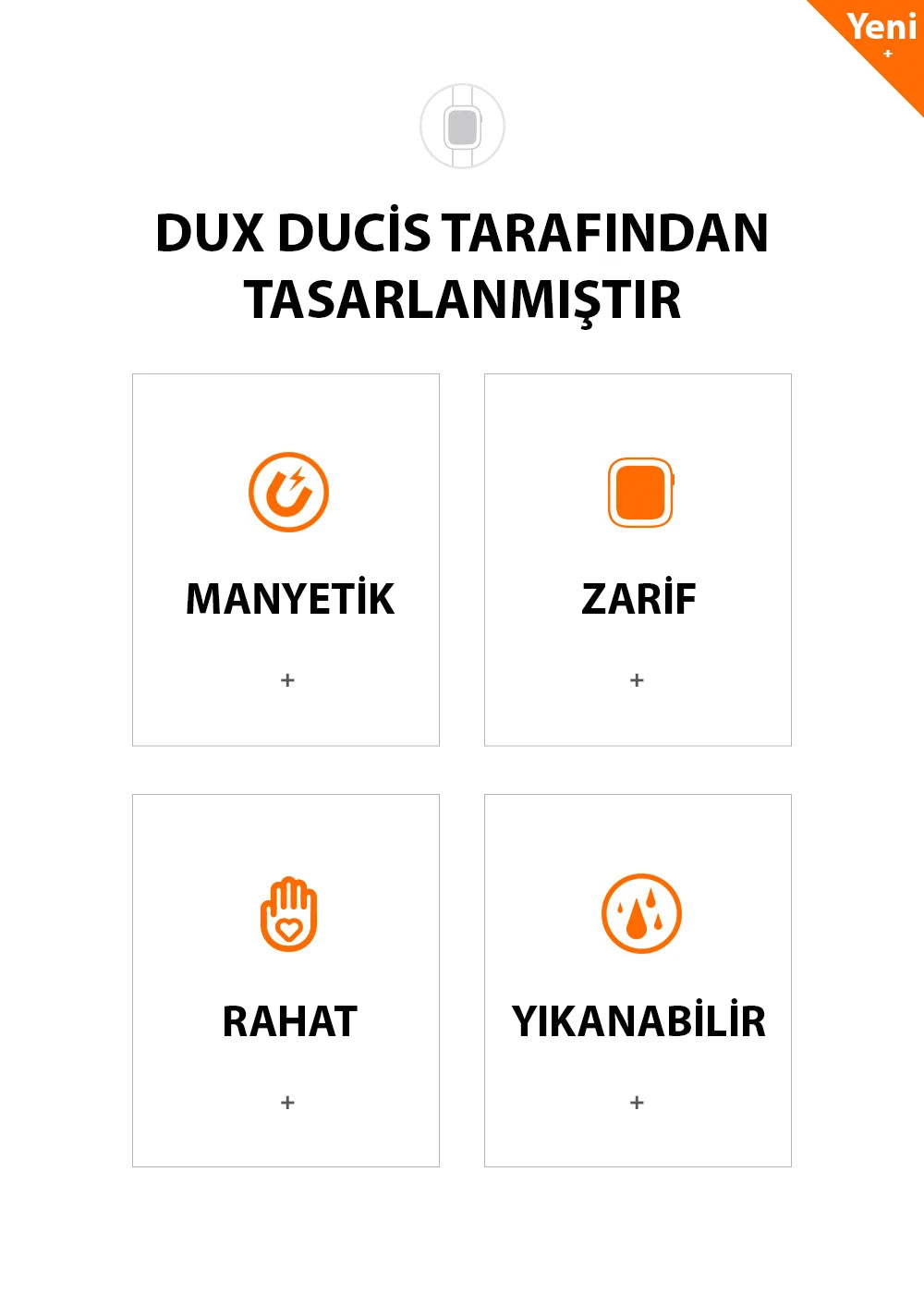DUX DUCIS Apple Watch 42/44/45MM için Manyetik Zincir Versiyon PU Deri Kayış Kordon-(5775) - Mavi