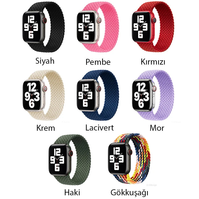 Ally Apple Watch 7-8 45mm 6-5-4 44mm Watch Ultra 49mm Single loop Plastik Kayış Kordon 3-2-1 42mm-(5775) - Gökkuşağı