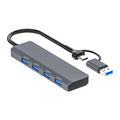 ALLY ADS-305D 4in1 USB/Type-C to 4X USB3.0 HUB Çoğaltıcı Çevirici Dönüştürücü Adaptör-(5775) - Gri