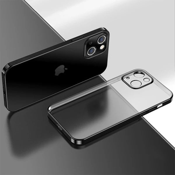 iPhone 13 6.1inç Renkli Kenar Şeffaf Kılıf Kamera Korumalı Silikon Kılıf-(5775) - Gold