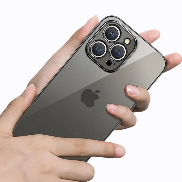 iPhone 13 6.1inç Renkli Kenar Şeffaf Kılıf Kamera Korumalı Silikon Kılıf-(5775) - Gold