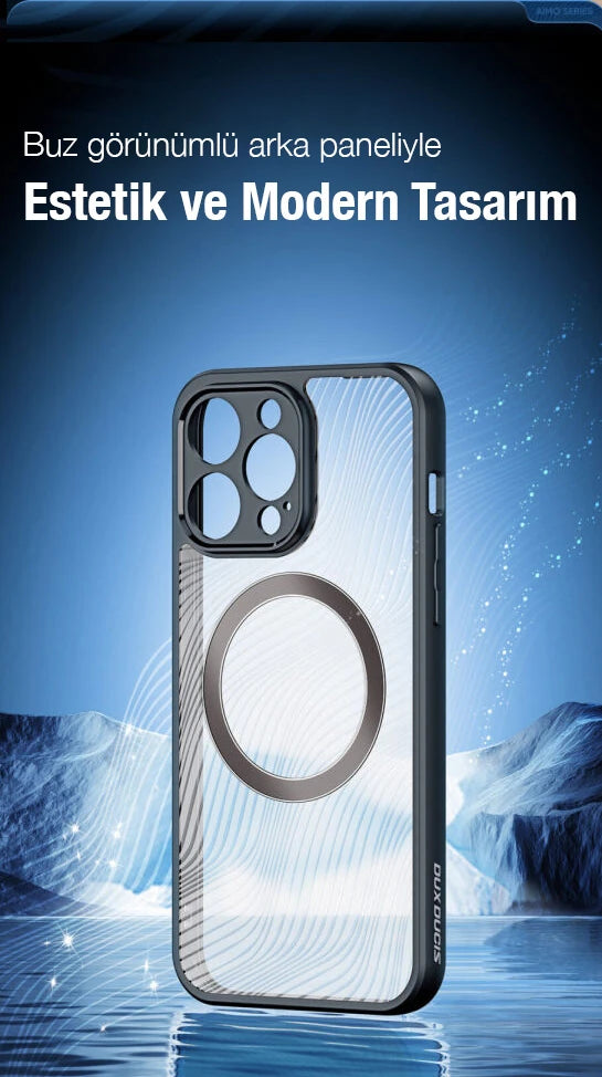 Dux Ducis iPhone 14 PRO Max Aimo Series MagSafe Premium Buzlu Sert PC-TPU Kılıf-(5775) - Siyah