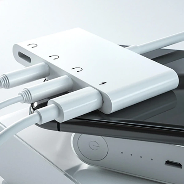 ALLY Andriod Usb Type C 4in1 Otg Ses Adaptörü Çift DC 3.5MM Jack-(5775) - Beyaz