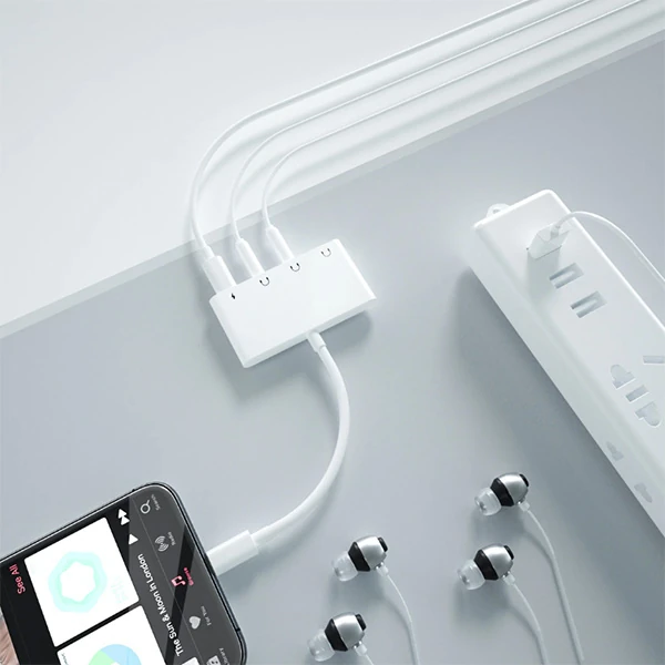 ALLY Andriod Usb Type C 4in1 Otg Ses Adaptörü Çift DC 3.5MM Jack-(5775) - Beyaz