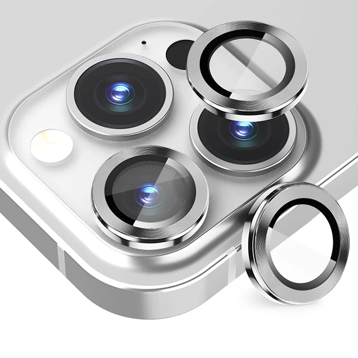 ALLY iPhone 14 Pro-14 Pro Max 3D Metal Çerçeveli Kamera Lens Koruyucu-(5775) - Gold