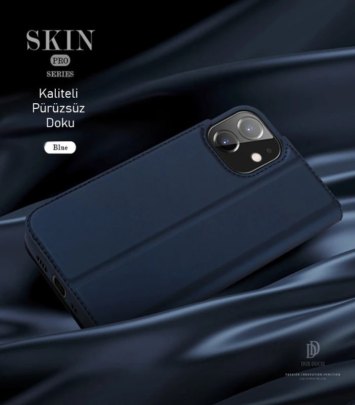 DUX DUCİS İPhone 12 Mini Kılıf Kapaklı Flip Cover Kılıf Skin Pro Series Kılıf-(5775) - Siyah