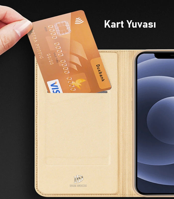 DUX DUCİS İPhone 12 Mini Kılıf Kapaklı Flip Cover Kılıf Skin Pro Series Kılıf-(5775) - Siyah