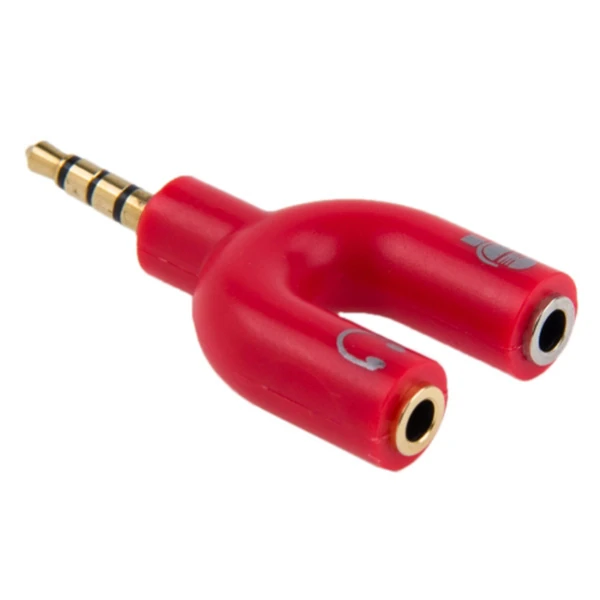 ALLY 3.5 mm Kulaklık Mikrofon Çoklayıcı 3.5 mm Splitter Dönüştürücü-(5775) - Kırmızı