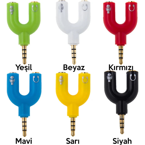 ALLY 3.5 mm Kulaklık Mikrofon Çoklayıcı 3.5 mm Splitter Dönüştürücü-(5775) - Kırmızı