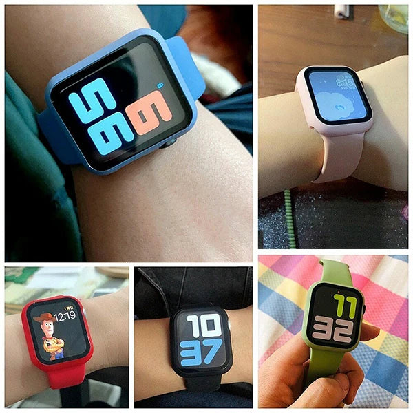 ALLY Apple Watch 4-5-6 40mm Silikon Kordon Kayış ve Ekran Koruyucu Kılıf-(5775) - Yeşil
