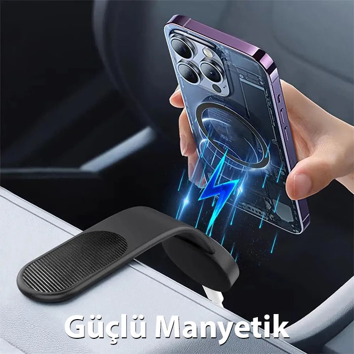 Ally WH-160 Araç Torpido Üstü Katlanabilir Manyetik Kablosuz Şarjlı Telefon Tutucu-(5775) - Siyah