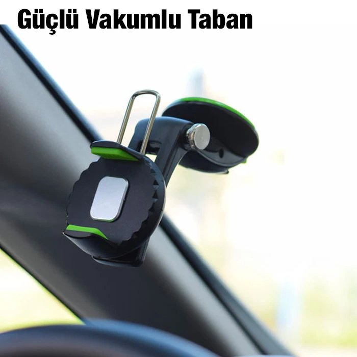 Ally 360 Dönebilen Torpido Üstü Vakumlu Araç Oto Telefon Tutucu-(5775) - Siyah-Yeşil